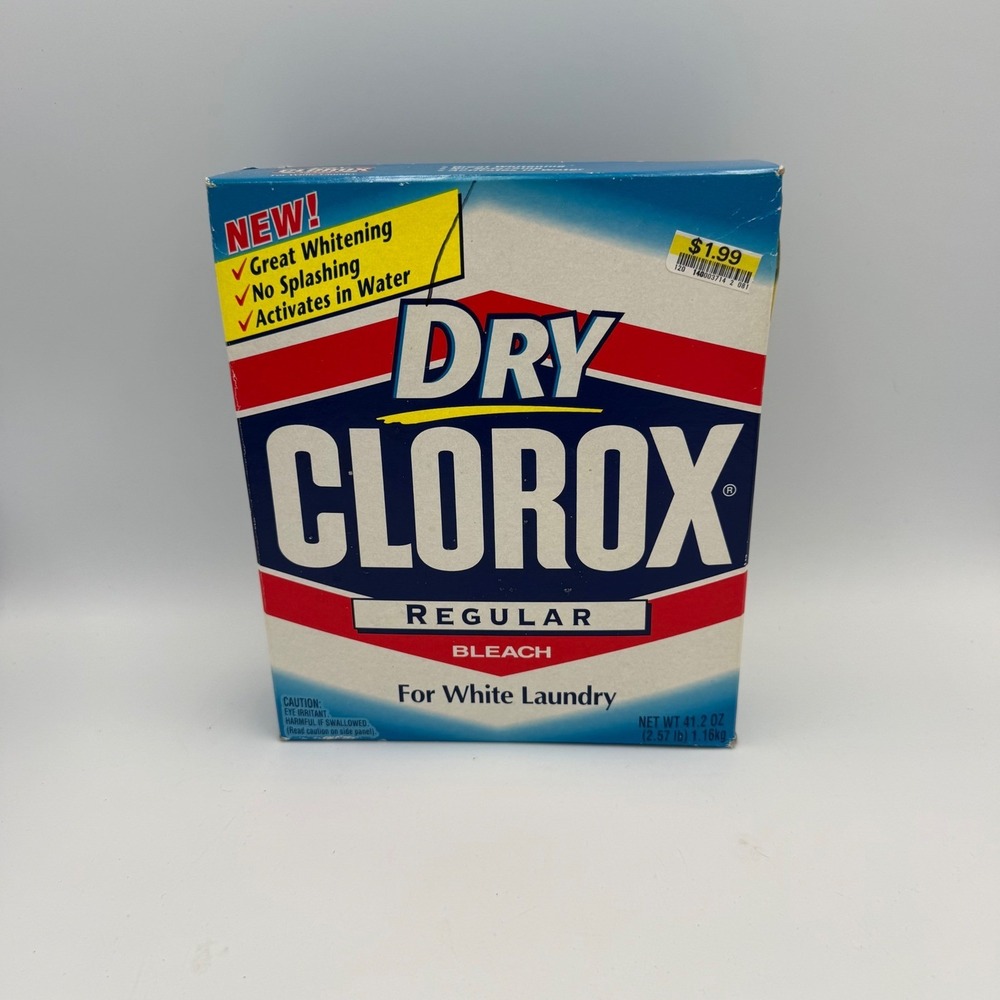 Vintage 1999 Dry Clorox Regular Bleach Powder 41.2 oz Box Collectible Laundry